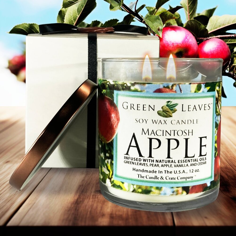 Macintosh Apple 12 oz. 2-Wick Soy Wax Candles, Apple Scented Fall Candle